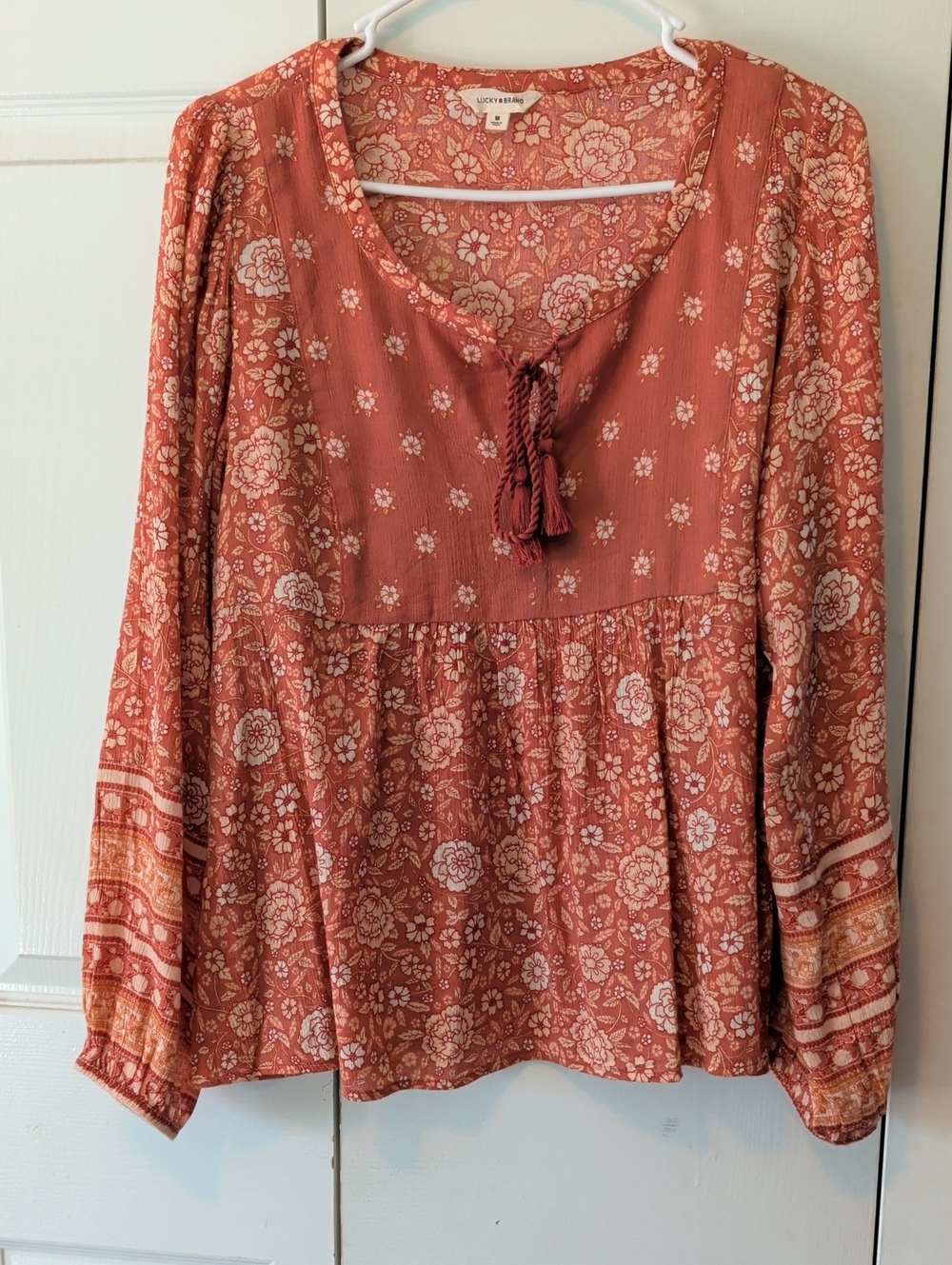 Lucky Brand Floral Tie-Neck Boho Tunic